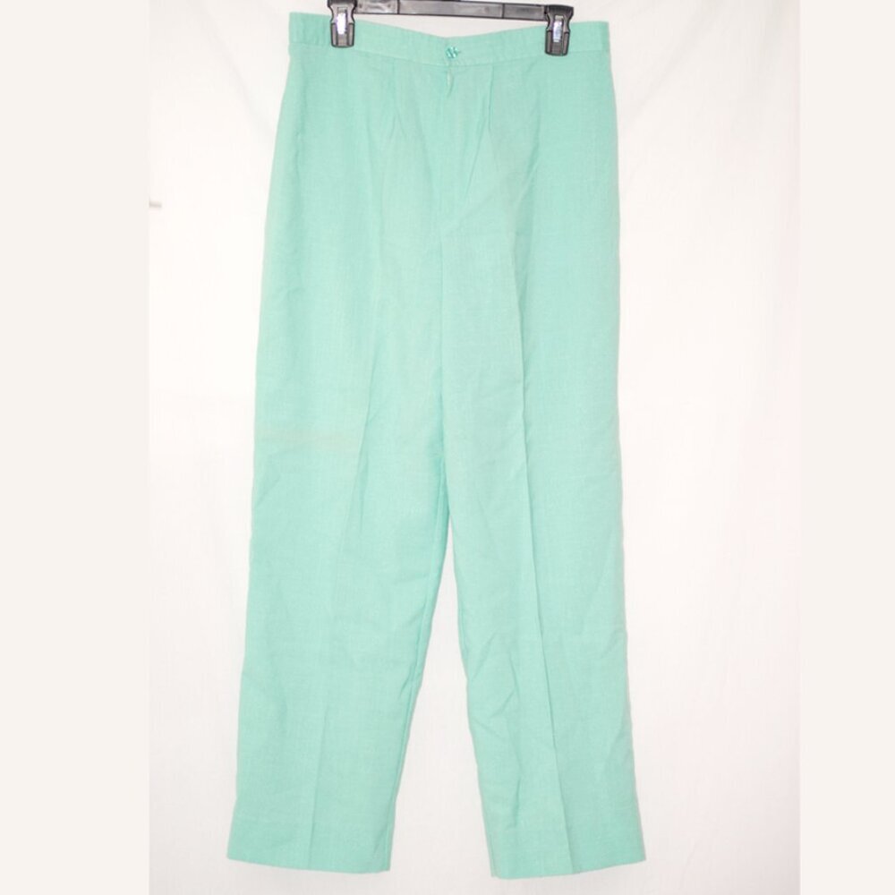 Textured Fabric Slacks Handmade 33” waist Womens Size 14 Sea Green Pants